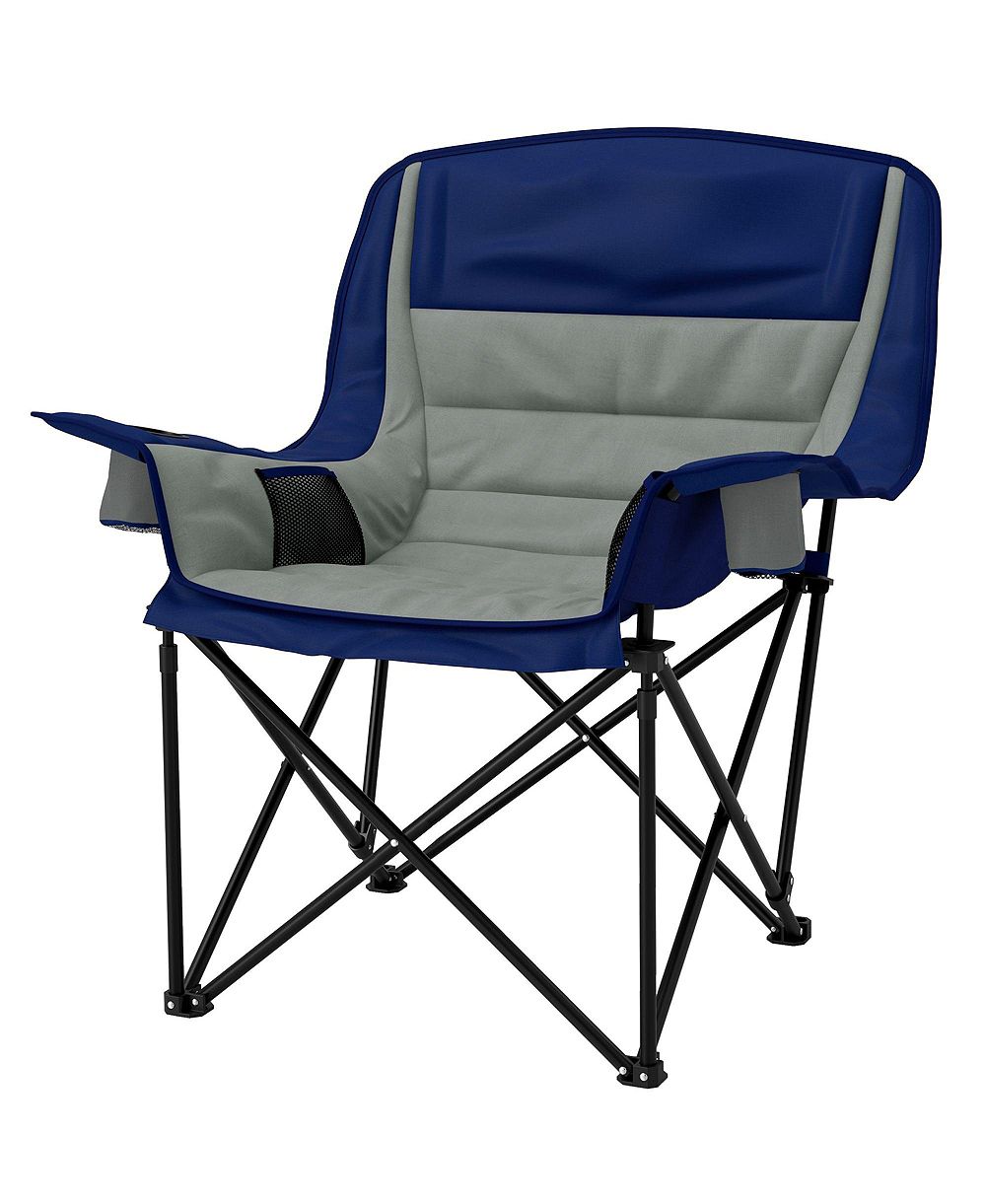 Mountaintop Padded Camping Chair for Adults, Portable Folding Camping Chair with Side Pockets, Cup Holders, Carry Bag