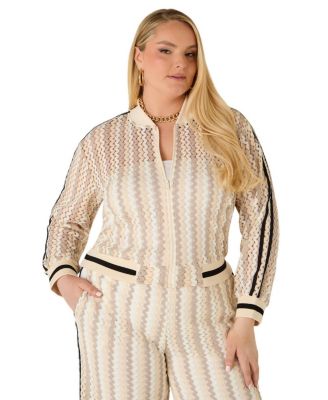 Бомбер Ashley Stewart Plus Size в полоску с вязаным узором