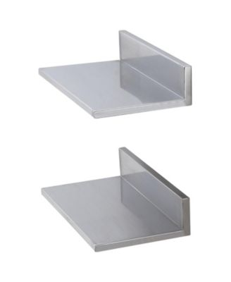 Slickblue Stainless Steel Floating Wall Shelves Set of 2 with Backsplash for Restaurant Kitchen Storage