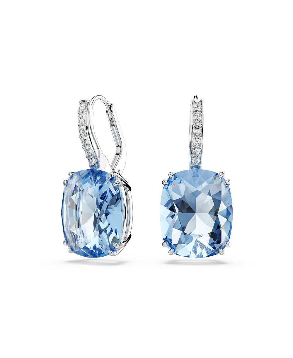 Золотые серьги Swarovski с цветным камнем и кристаллом