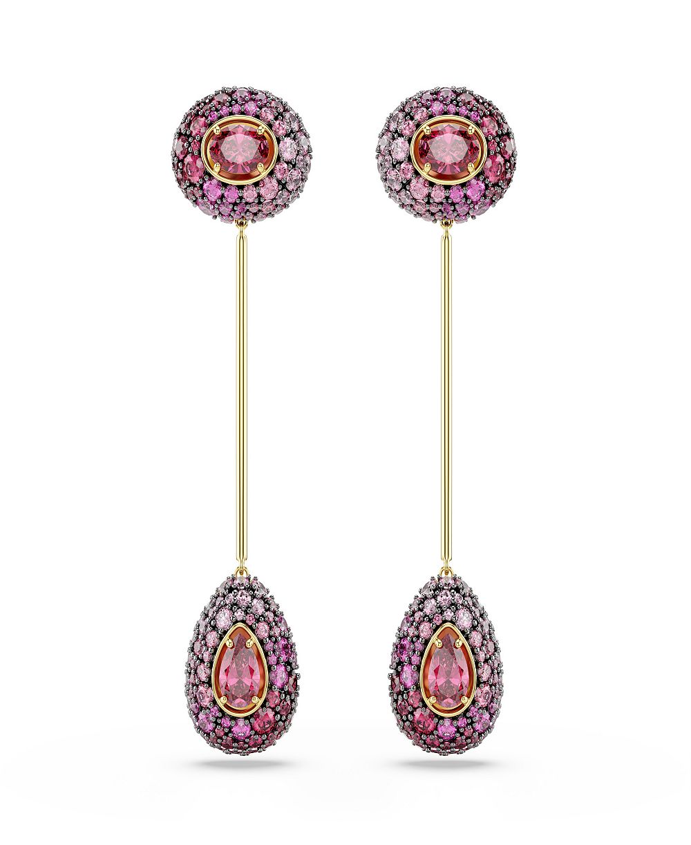 Swarovski серьги с красными кристаллами на позолоченной основе