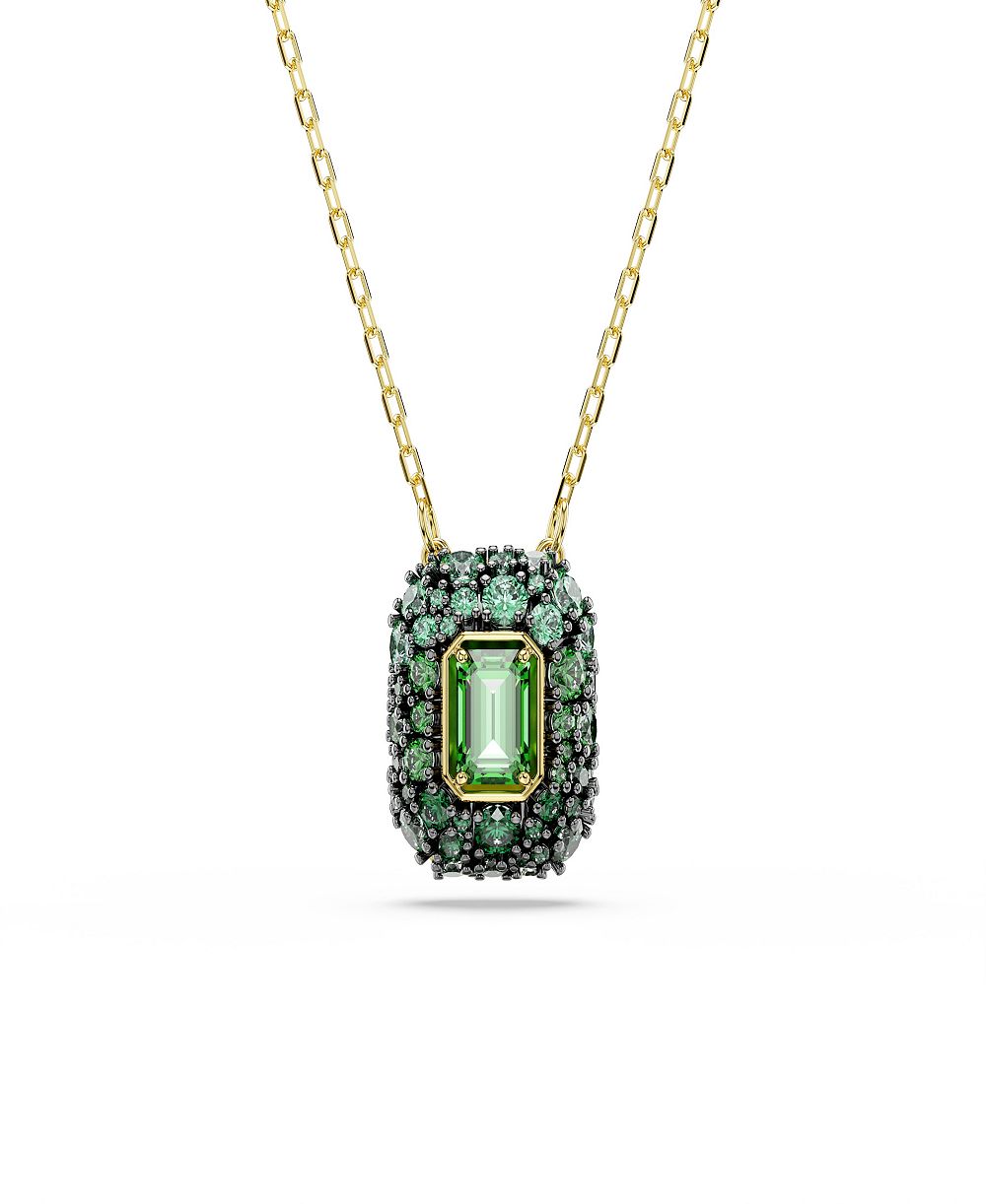 Swarovski Ожерелье с зелёными кристаллами и позолотой