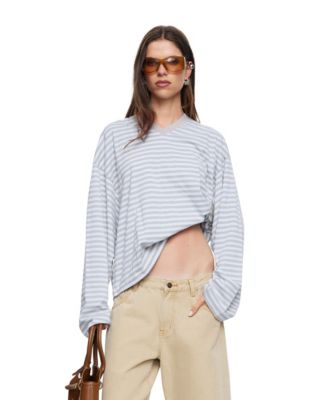 Lioness Women's Bloom Striped V-Neck Long-Sleeve T-Shirt