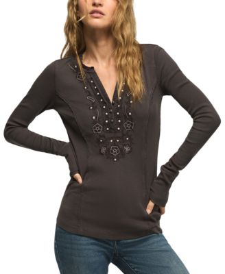 Lucky Brand женская хенли с длинным рукавом и V-образным вырезом