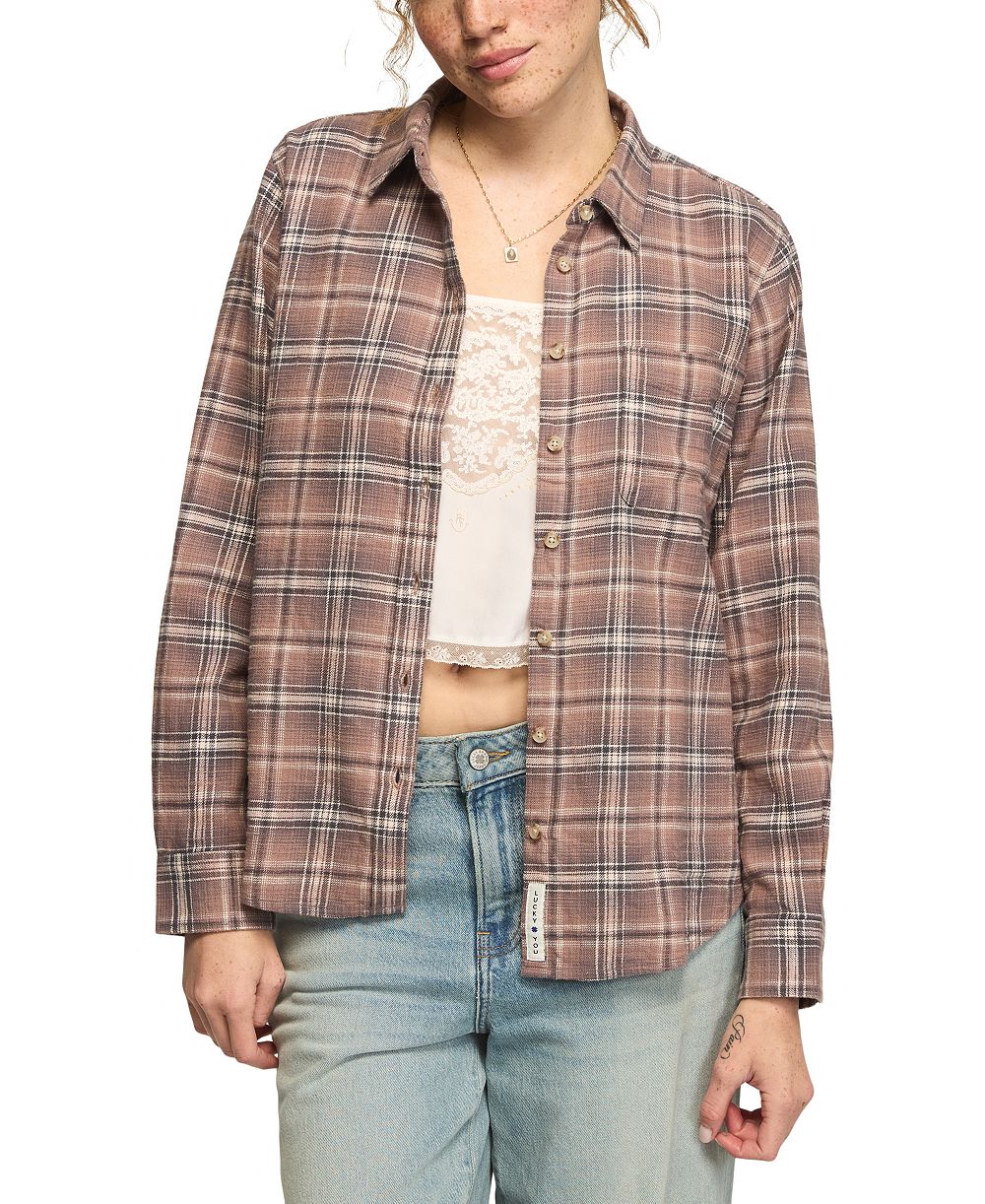 Lucky Brand женская рубашка с длинным рукавом в клетку на пуговицах