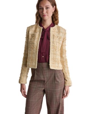BCBG Women's Cropped Plaid Shoulder-Pad Jacket