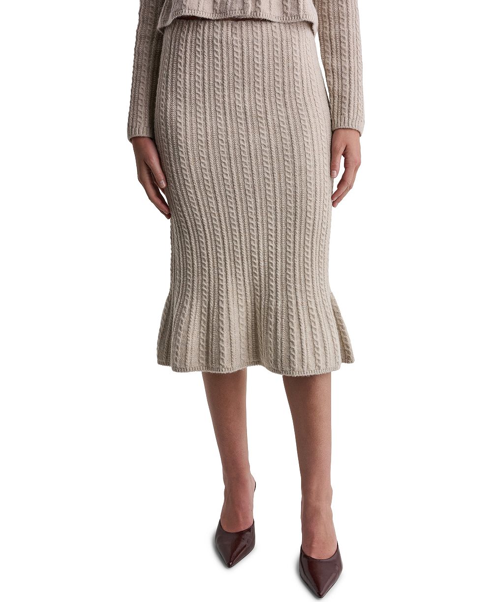BCBG Women's High-Waisted Cable-Knit Midi Skirt