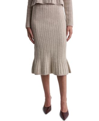 BCBG Women's High-Waisted Cable-Knit Midi Skirt