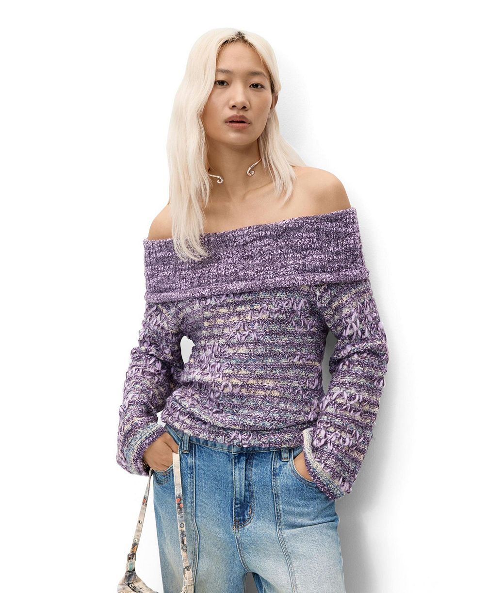 Desigual Women's Striped-Textured Knit Sweater