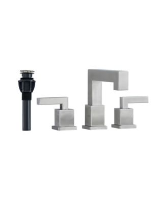 6-16 Inch Widespread Stainless Steel Bathroom Sink Faucet, 2-Handle 3-Hole with Aerator and Pop-Up Drain