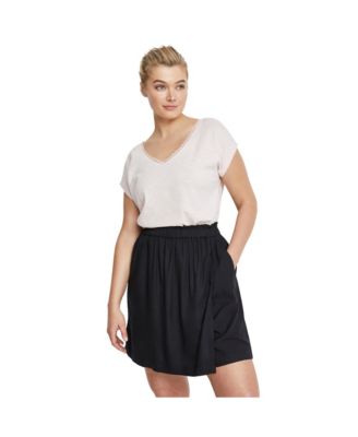 ellos Women's Plus Size Crochet-Trim V-Neck Dolman Cap Sleeves Tee
