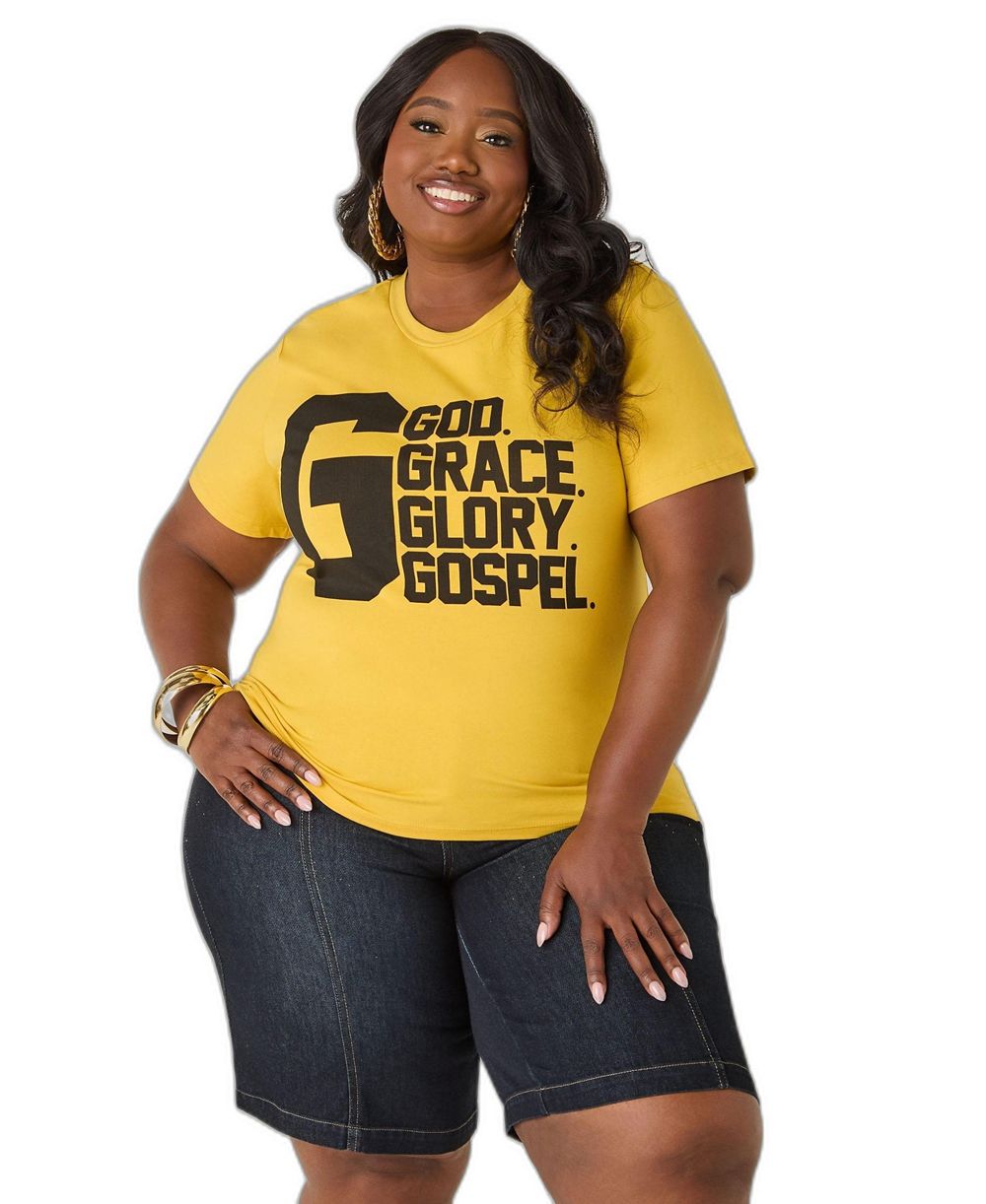 Ashley Stewart Plus Size Big G Graphic Tee