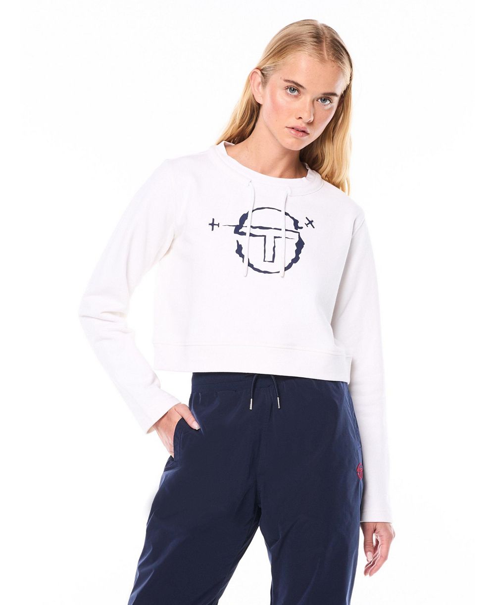 Sergio Tacchini Женский хлопковый лонгслив-кроп с круглым вырезом