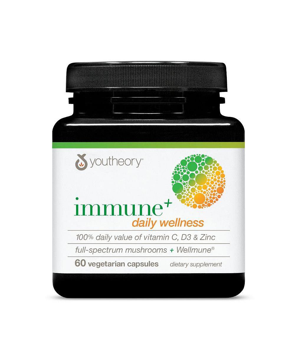 Youtheory Immune Plus Daily Wellness  Vegetarian Immune Support Supplement with Vitamin C, Vitamin D3 and Zinc 60 Vegetarian Capsules