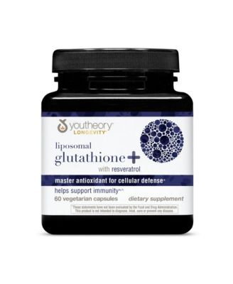 Youtheory Liposomal Glutathione with Resveritrol, Vegetarian, 60 Count, Promotes Healthy Aging from Within
