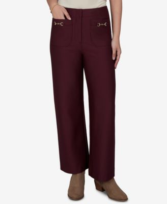 Ruby Rd. Petite Solid Pique Wide Leg Pull-On Pants