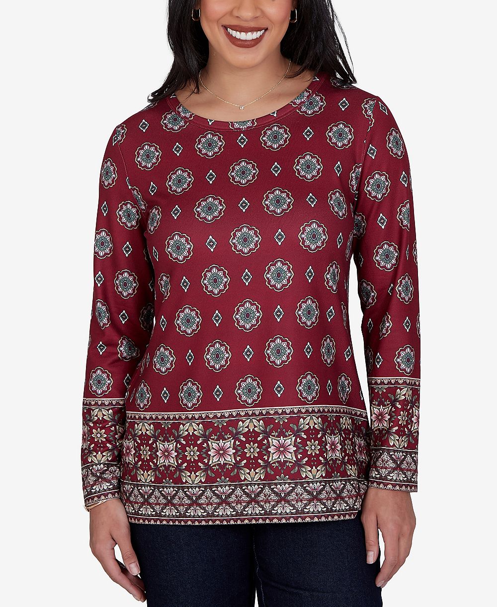 Трикотажный топ Ruby Rd. Petite Medallion Long-Sleeve Knit