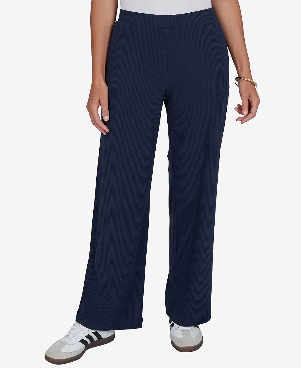 Ruby Rd. Petite Wide-Leg Pull-On Ribbed Pants