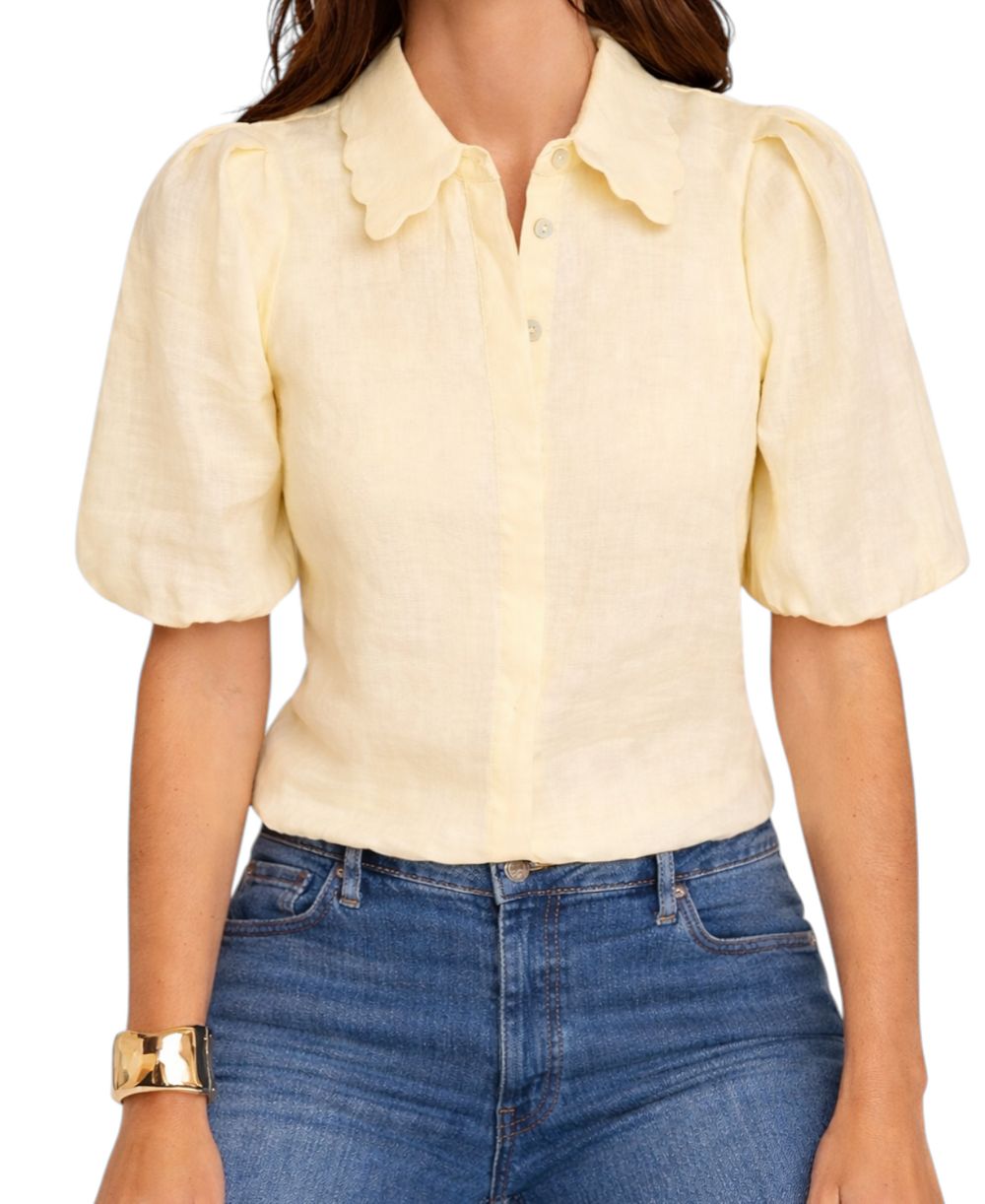 Женская блузка Mint Velvet Ramie Short-Sleeve Puff-Sleeve