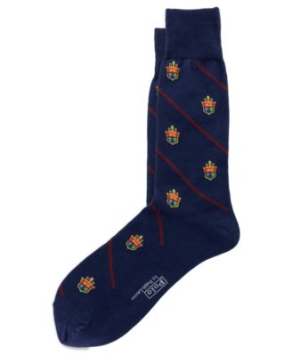 Polo Ralph Lauren мужские носки с рубчиком и манжетой, в полоску, модель Heraldic Club Slack Single