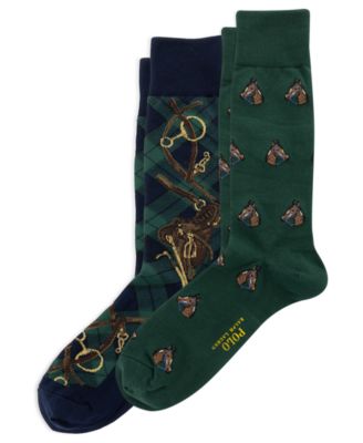 Мужские носки Polo Ralph Lauren с ребристым узором и принтом лошади/пряжки, набор из 2 штук