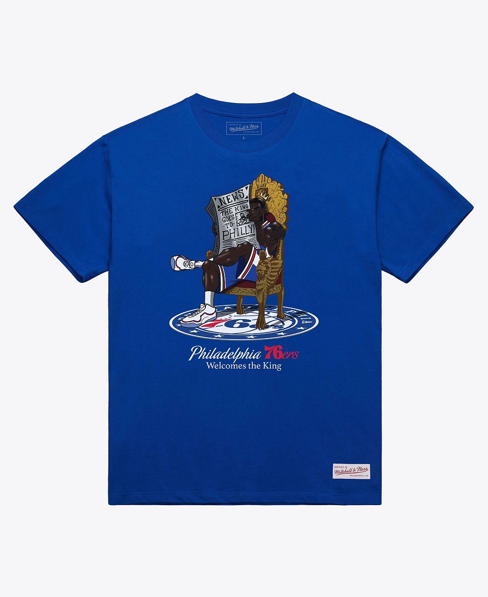 Mitchell & Ness Men's LeBron James Royal Philadelphia 76ers Caricature T-Shirt