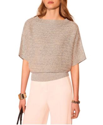 Mint Velvet женская топ из трикотажа с рукавом-летучая мышь и металлическим блеском