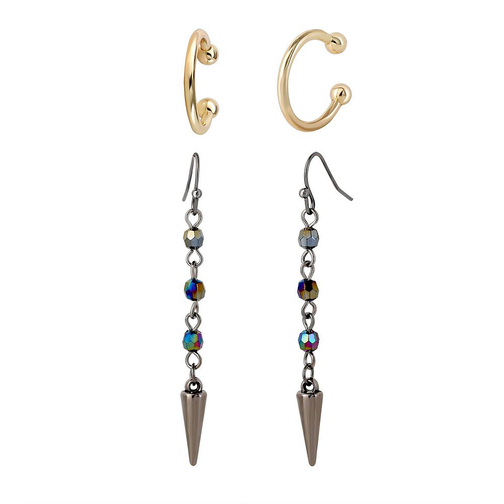 KPop Demon Hunters Rumi Ear Cuff and Drop Earrings Official License, Gold-Tone, KPop Gifts