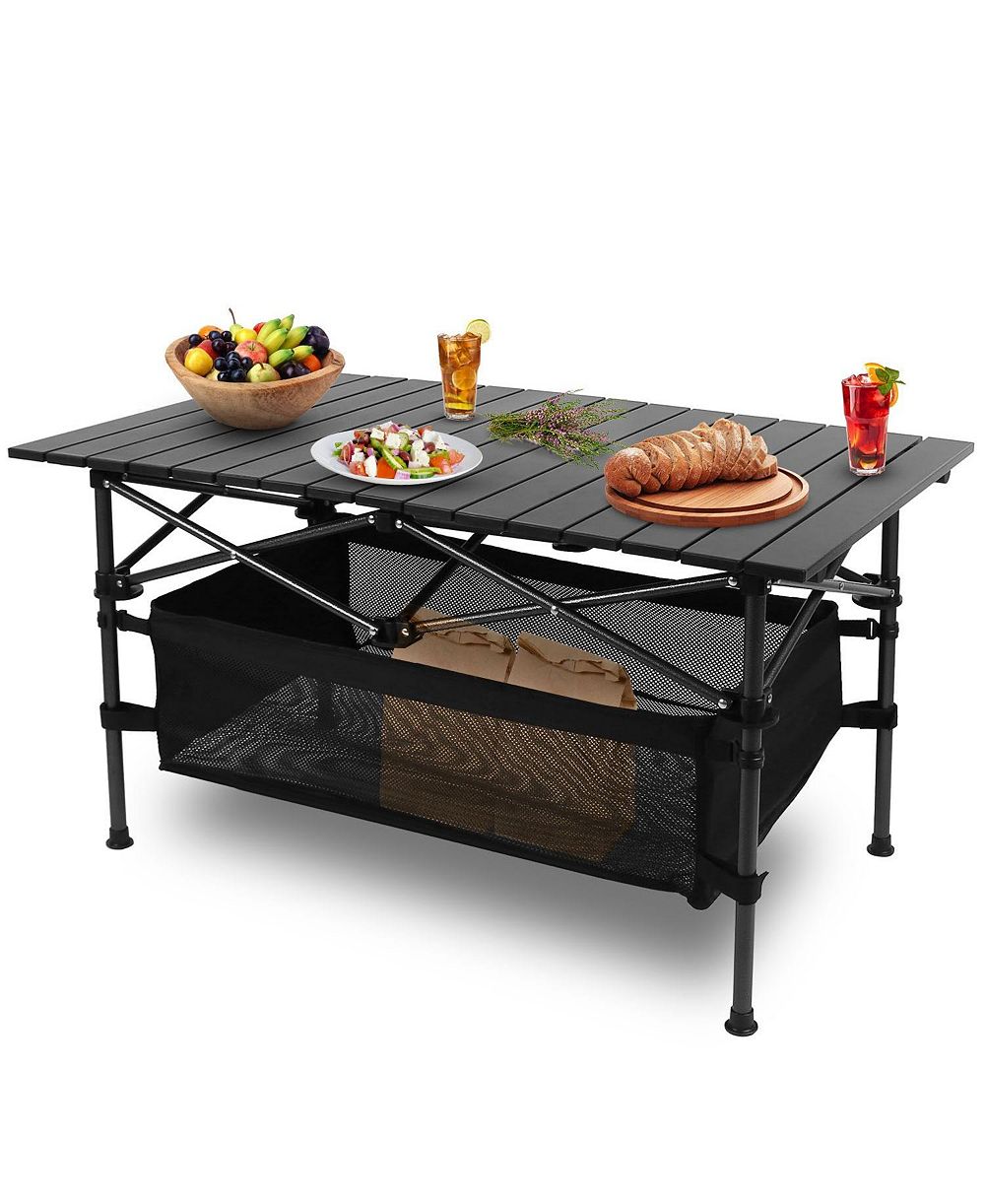 MOUNTAINTOP 1Pc Folding Camping Table Portable Aluminum Roll-up Picnic BBQ Desk with Carrying Bag Heavy Duty Outdoor Beach Backyard Party Patio