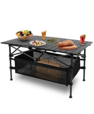 MOUNTAINTOP 1Pc Folding Camping Table Portable Aluminum Roll-up Picnic BBQ Desk with Carrying Bag Heavy Duty Outdoor Beach Backyard Party Patio