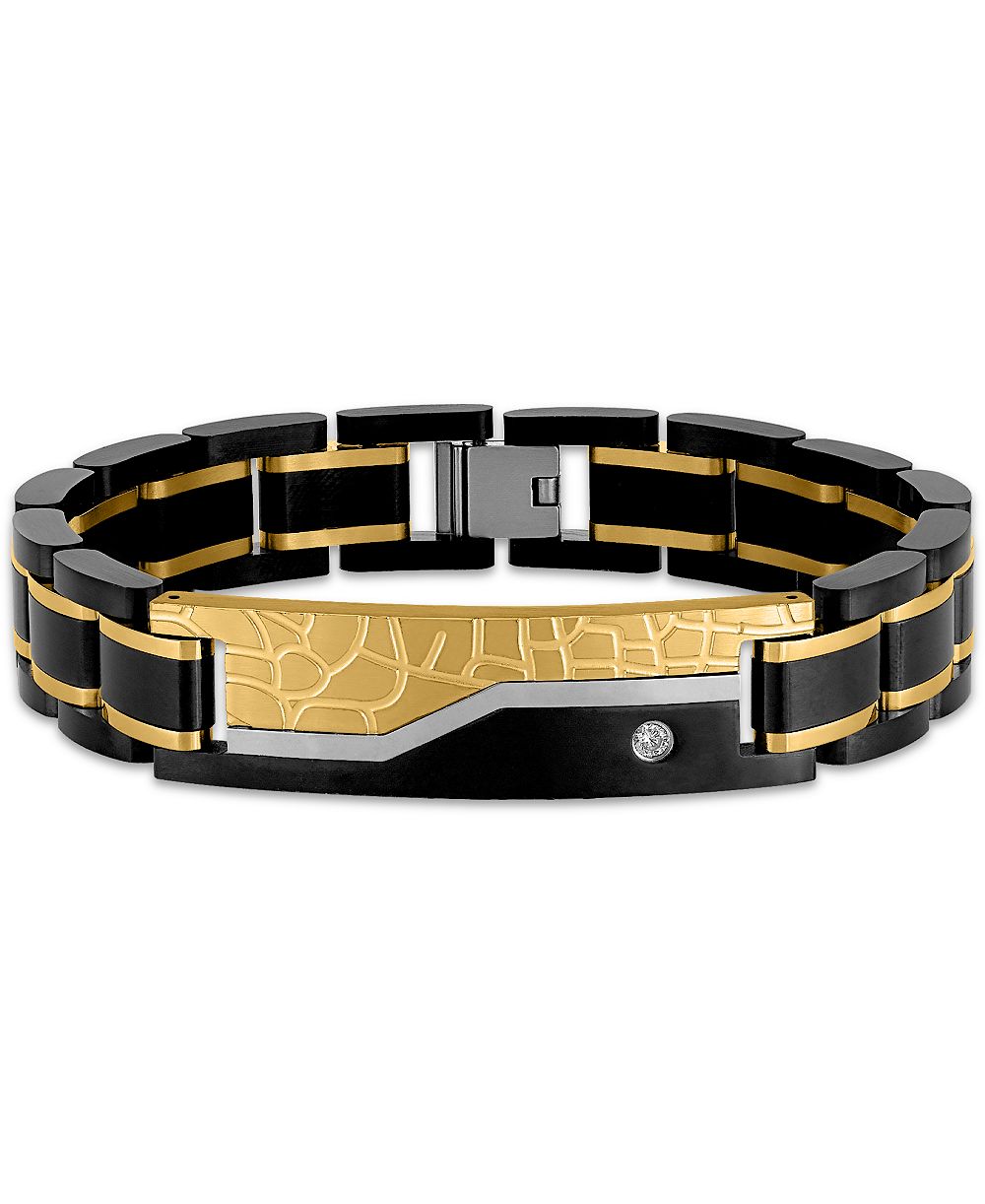 Esquire Men's Jewelry Diamond Two-Tone Link Bracelet