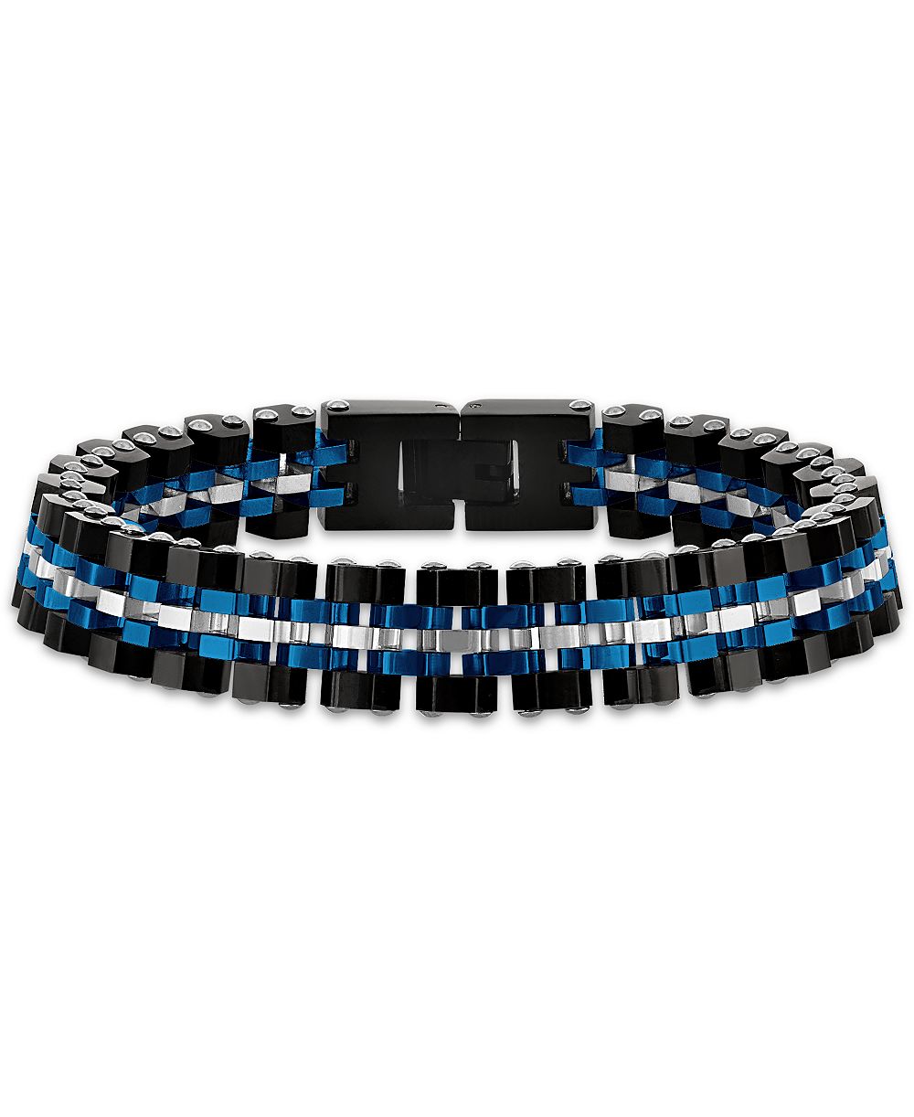 Esquire Men's Jewelry Silver-Tone Stainless Steel Hexagon Links Bracelet