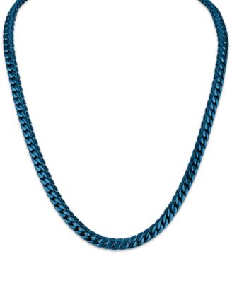 Мужское ожерелье Esquire Men's Jewelry из нержавеющей стали с синим ионным покрытием, плетение curb, двойной слой, 22" (4 мм)