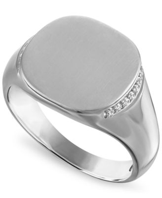Macy's Men's Natural Diamond Round 1/10 Carat Sterling Silver Ring