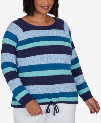 HEARTS OF PALM Plus Size джемпер с длинным рукавом в полоску с круглым вырезом