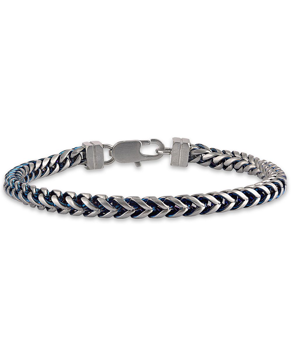 Esquire Men's Jewelry Blue Ion-Plated Stainless Steel Chain 7.5" Bracelet (8mm)