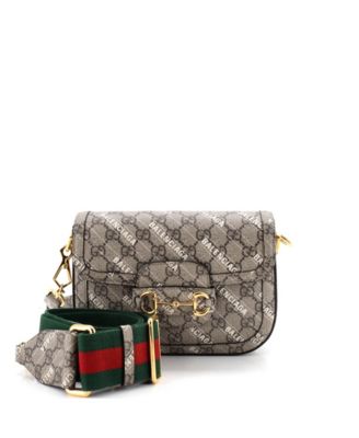 Б/у сумка Gucci Mini x Balenciaga The Hacker Project Horsebit 1955 Shoulder Bag GG Coated Canvas