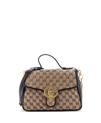 Б/у маленькая сумка Gucci Small GG Marmont Top Handle Flap из холста GG с кожаной отделкой