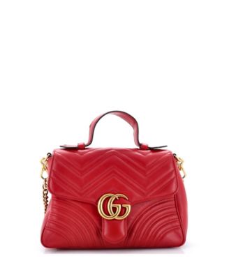 Б/у кожаная сумка Gucci Small GG Marmont Top Handle Flap Bag Matelasse