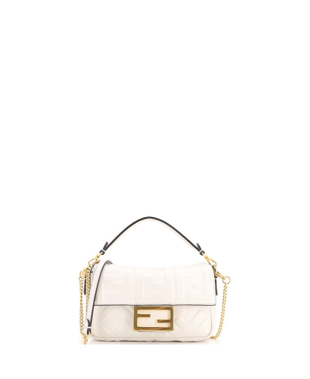 Pre-Owned Fendi Mini Baguette NM Bag Zucca Embossed Leather