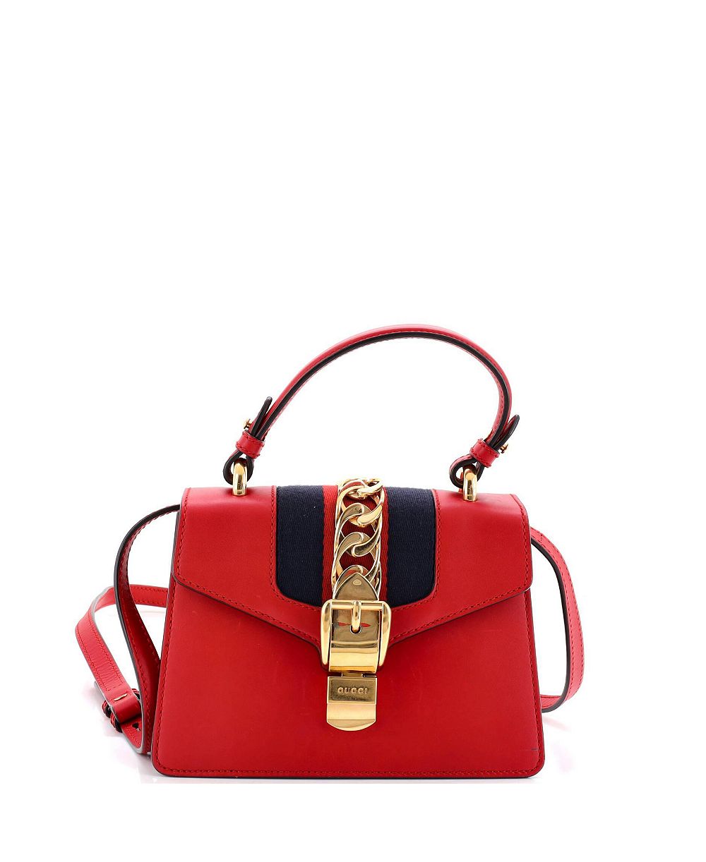 Pre-Owned Gucci Mini Sylvie Top Handle Bag Leather