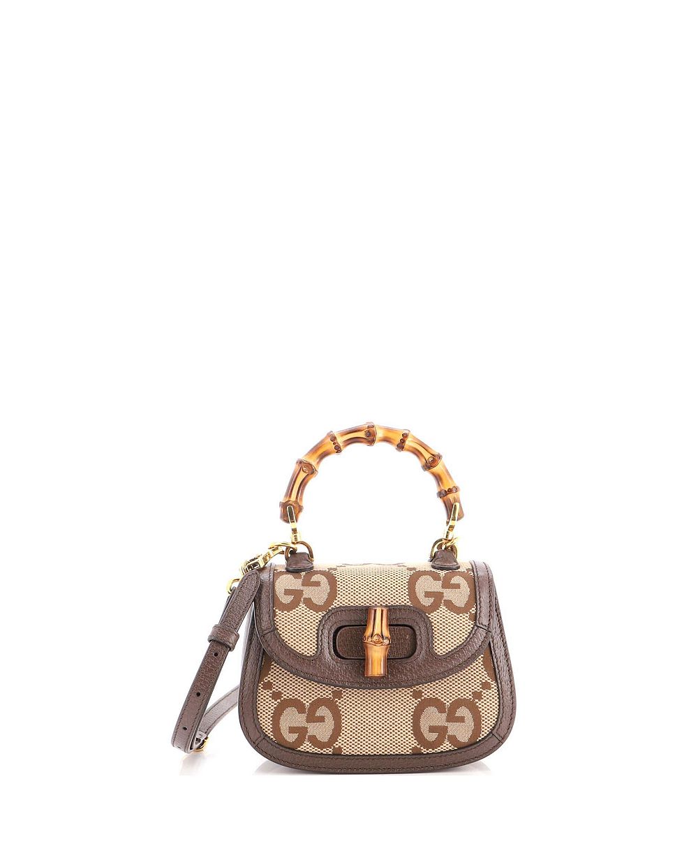 Gucci Мини-сумка Top Handle Mini Bamboo 1947 Jumbo GG Canvas Pre-Owned