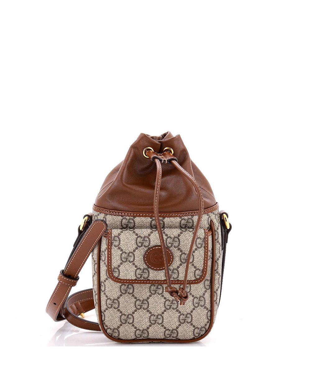 Б/у женская сумка Gucci Mini Interlocking G Patch Bucket Bag GG Coated Canvas
