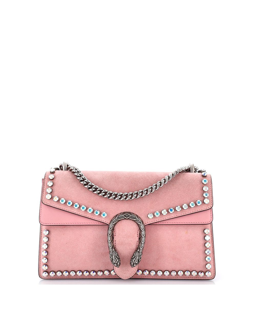 Pre-Owned Gucci Small Dionysus Bag Crystal Embellished Suede