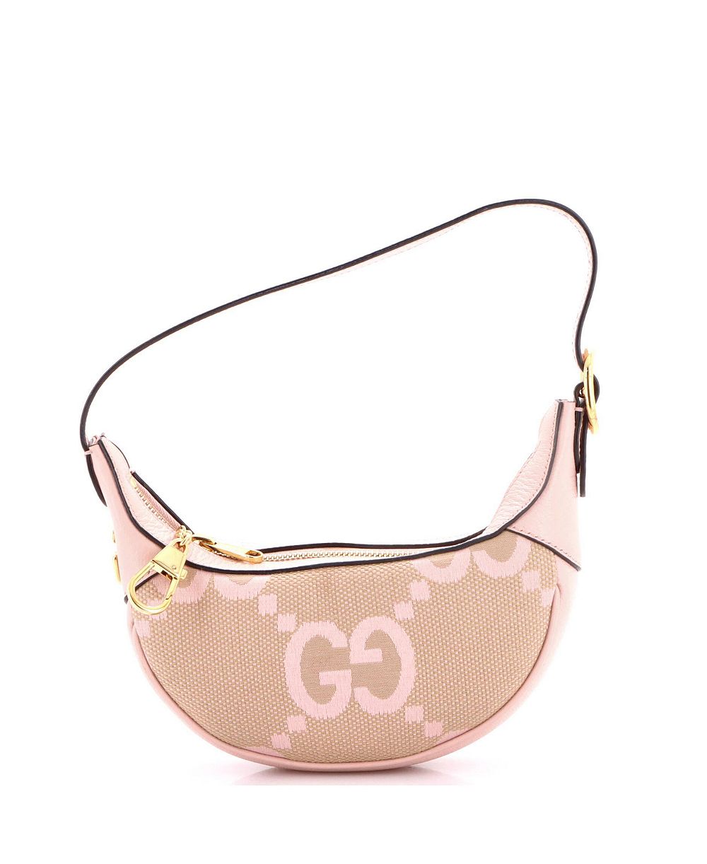 Pre-Owned Gucci Mini Ophidia Half Moon Bag Jumbo GG Canvas