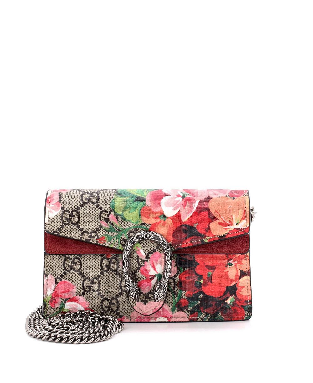 Pre-Owned Gucci мини-сумка Super Mini Dionysus с принтом Blooms из GG coated canvas