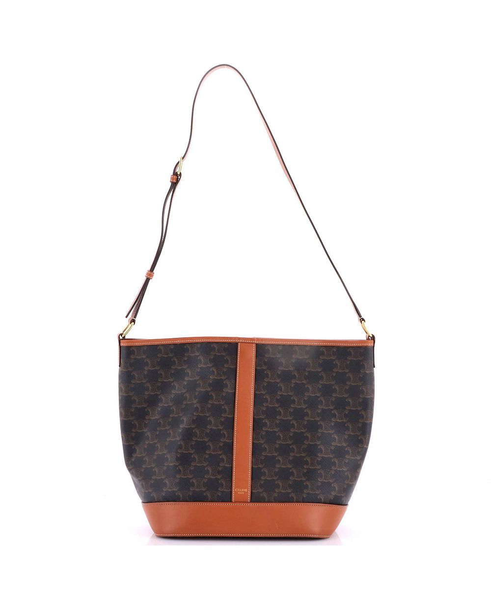 Pre-Owned Celine Средняя сумка-ведро Triomphe Coated Canvas
