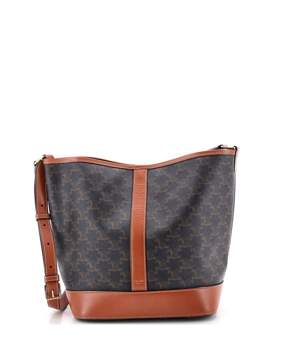 Celine Medium Bucket Bag Triomphe Coated Canvas, б/у