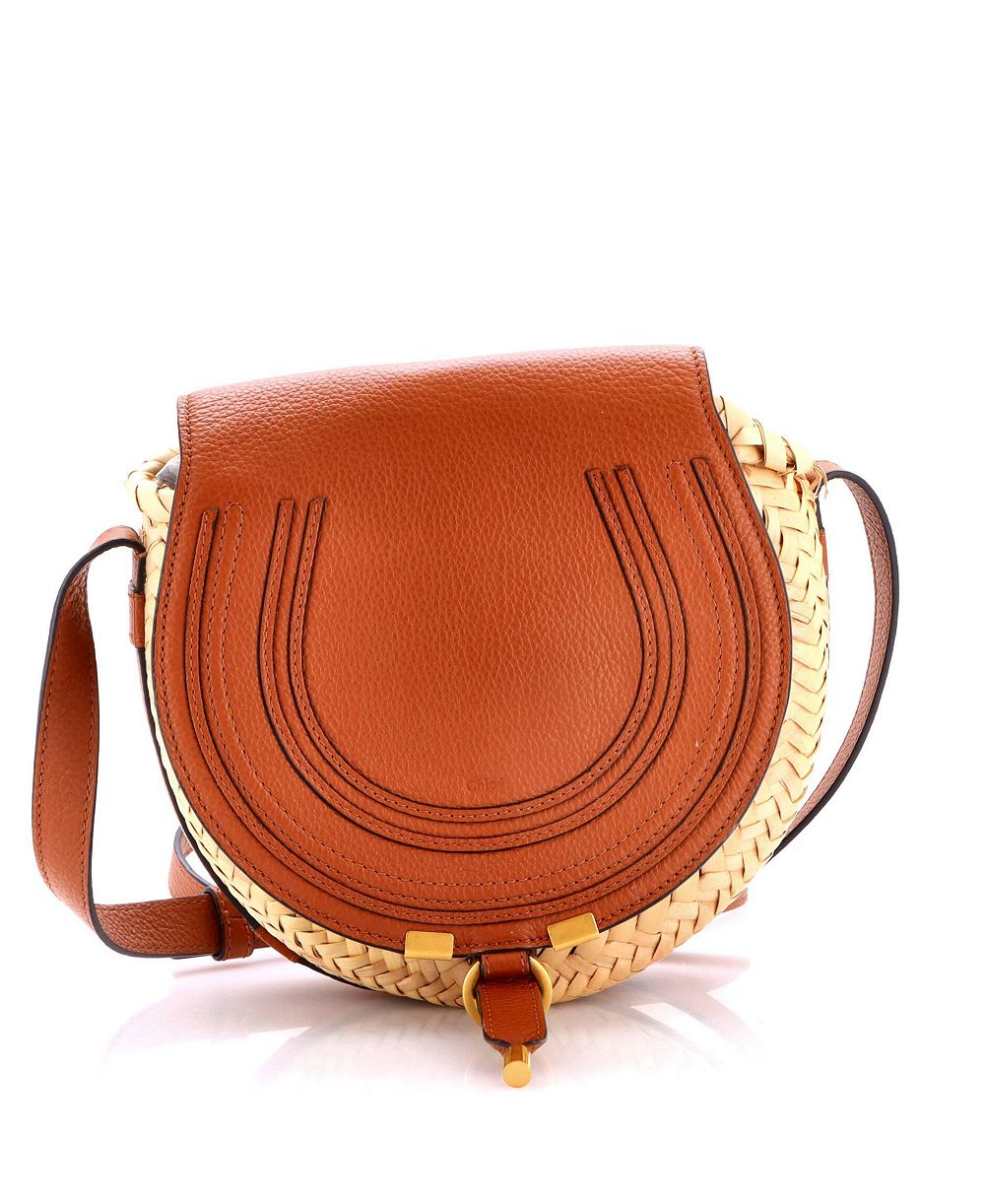Б/у сумка Chloe Small Marcie Basket Crossbody Bag Raffia and Leather