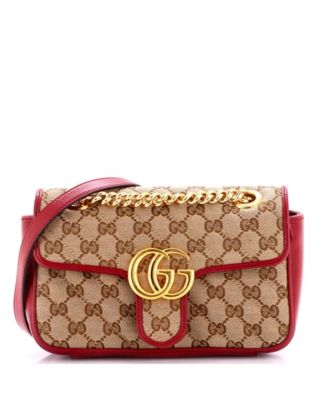 Pre-Owned Gucci мини-сумка GG Marmont с клапаном, диагональная стеганая ткань GG с кожаной отделкой